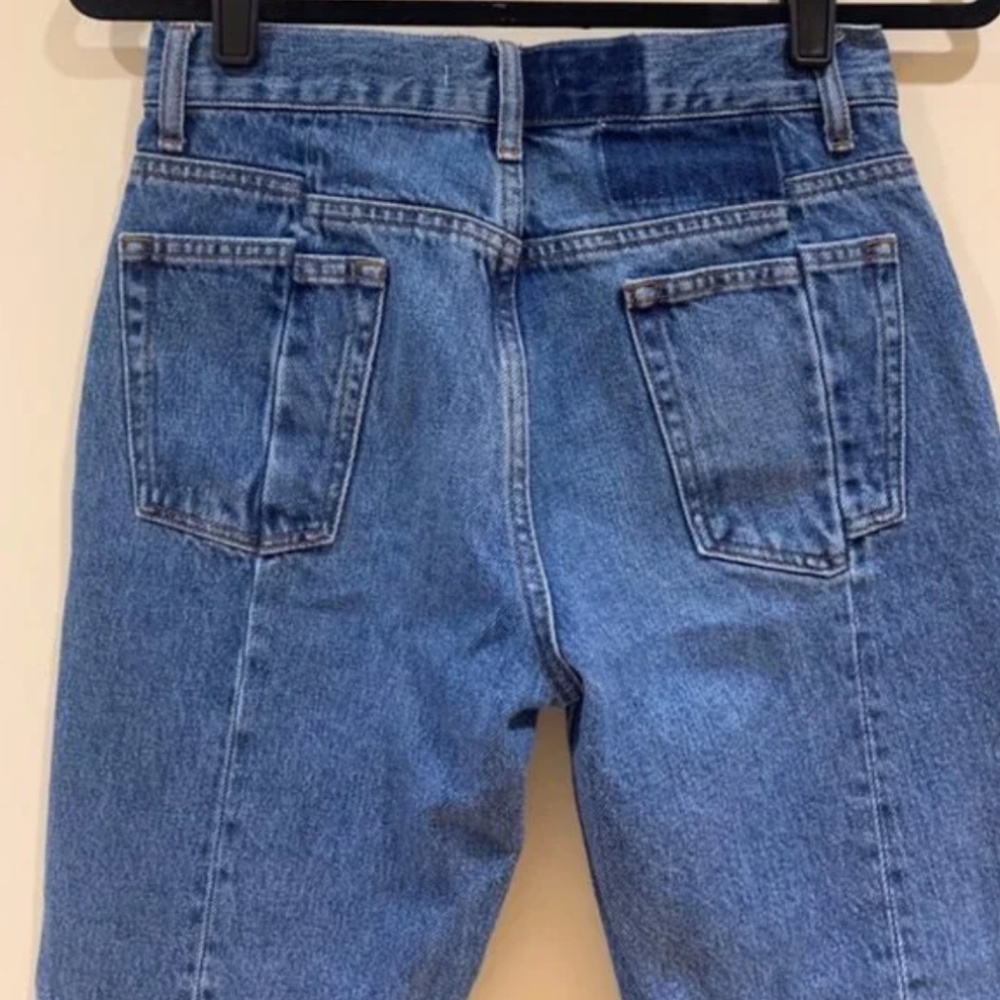 Blue Sandro Raw Edge Patchwork Slim High Rise Denim Jeans [Small] - Picture 7 of 9